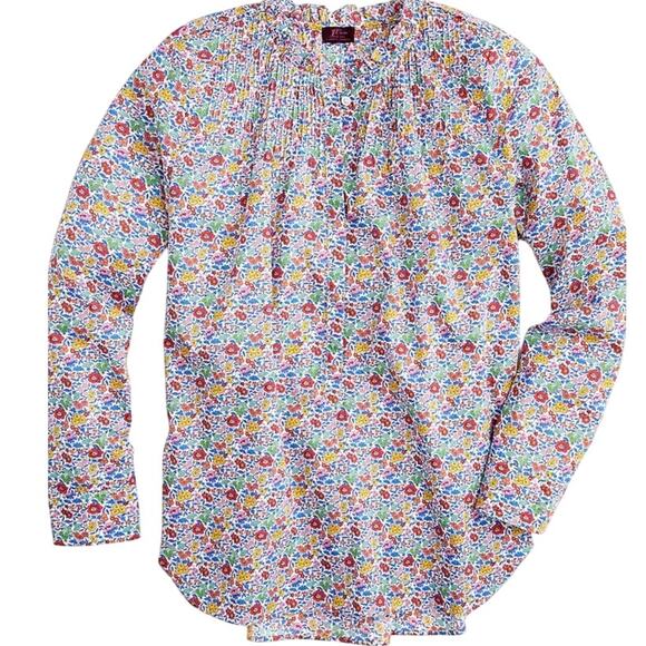J Crew 4 Ruffle Classic Popover Shirt Liberty Favourite Flowers Collab - Picture 1 of 10
